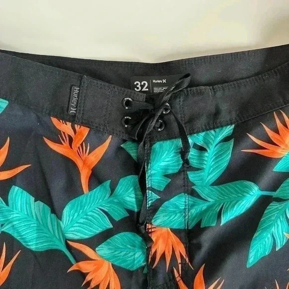 Hurley Hawaiian Flower Men's Swim Trunks Size 32 Floral Board Shorts Pocket